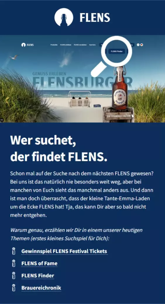 Voransicht des Newsletters "Flensburger Flaschenpost", Ausgabe August 1.