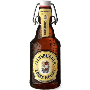 Einzelflasche des Flensburger Edles Hellen in der Bügelverschlussflasche.