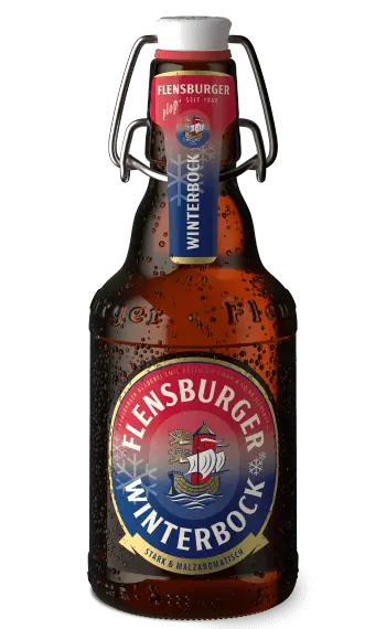 Packshot von der saisonalen Biersorte Flensburger Winterbock.