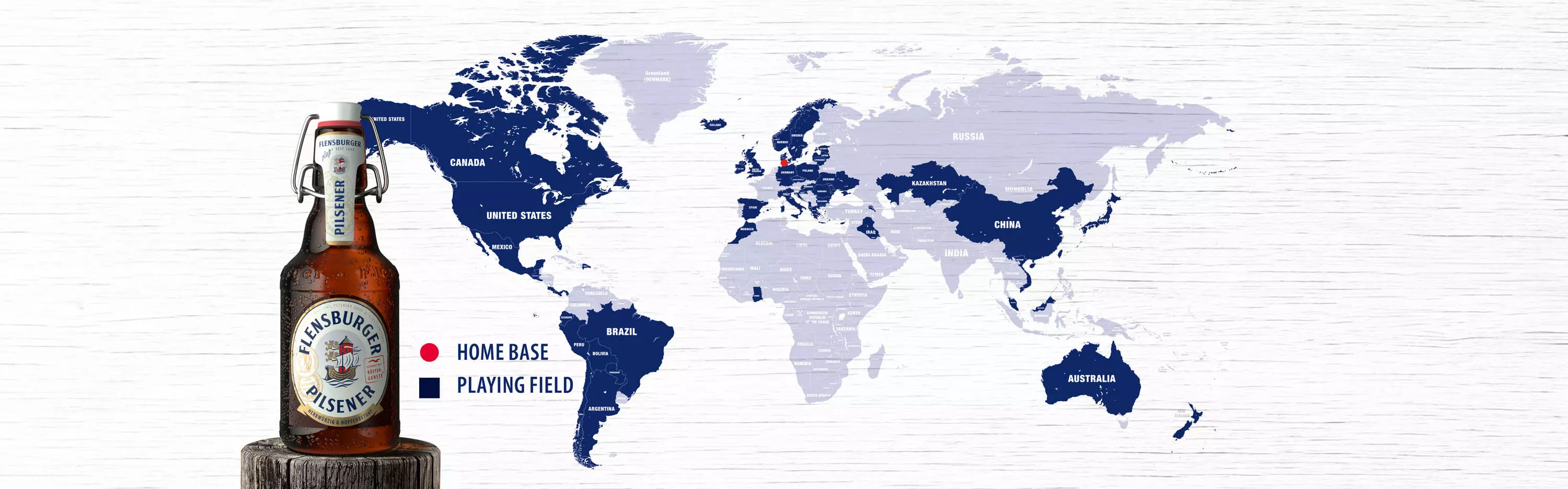 World map with distribution of Flensburg varieties.