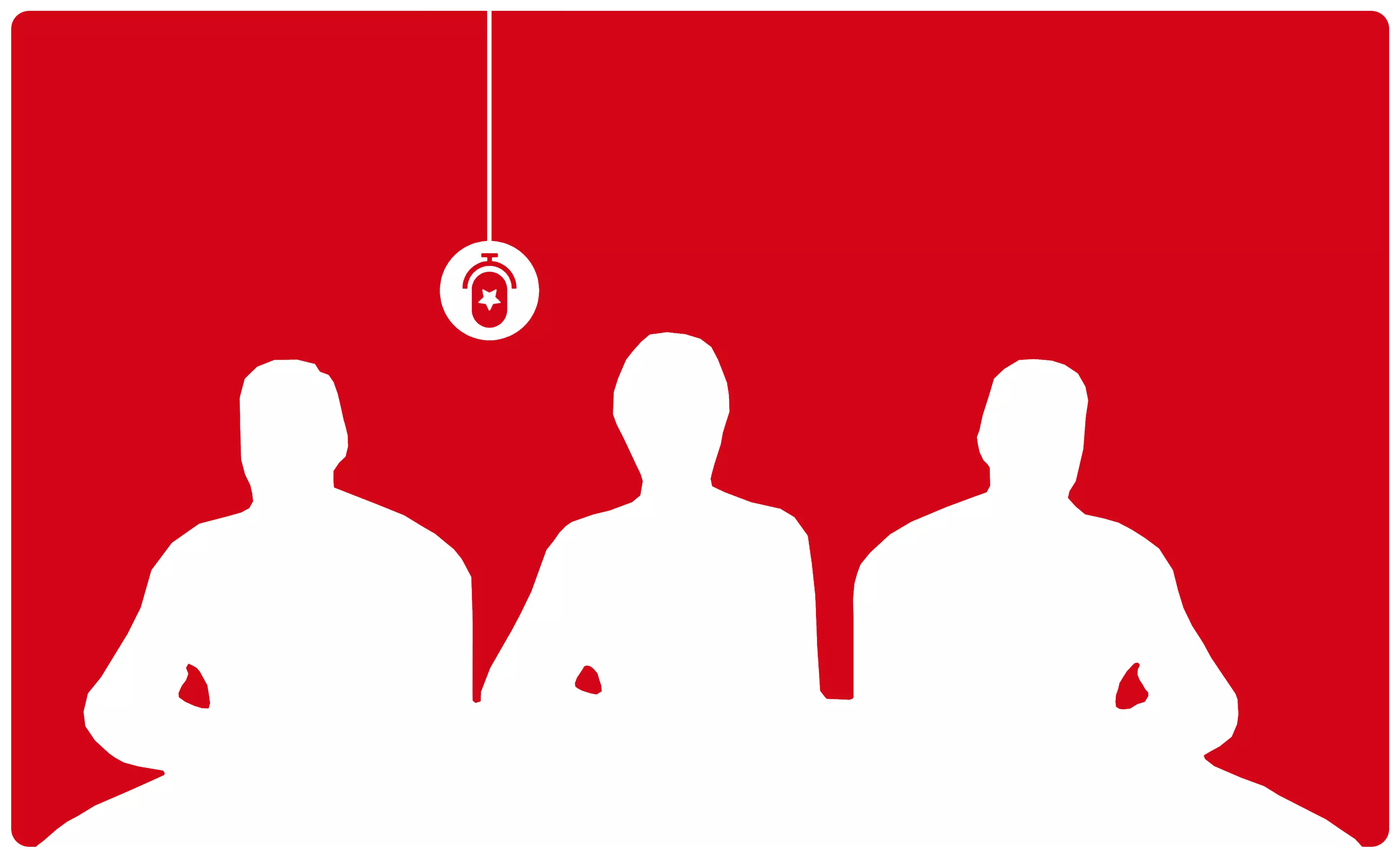 Logo Fussball MML: Weiße Silhouetten von drei Männern vor rotem Hintergrund.