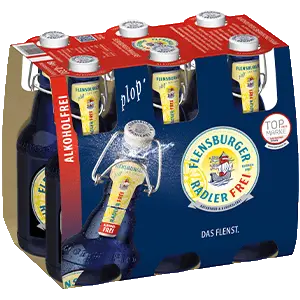 0,33l Sixpack Flensburger Radler alkoholfrei.
