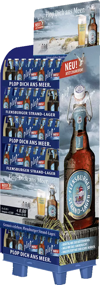 Display-Aufbau vom Flensburger Strand-Lager.