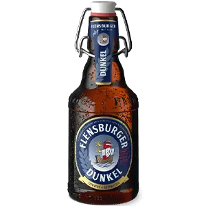 Einzelflasche des Flensburger Dunkel in der Bügelverschlussflasche.