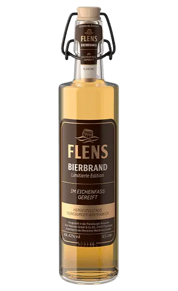 Limitierte Edition des goldgelben FLENS Bierbrands in klarer Glasflasche mit Bügelverschluss.