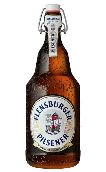 Mega-Plop: 2 Liter Flensburger Pilsener in der großen Bügelverschlussflasche.