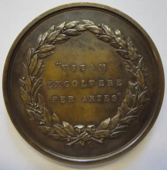Rückseite der Bronzemedaille, die auf dem Etikett des Flensburger Pilsener abgebildet ist.