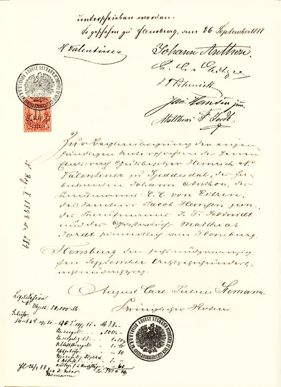 Historical certificate from the brewery.