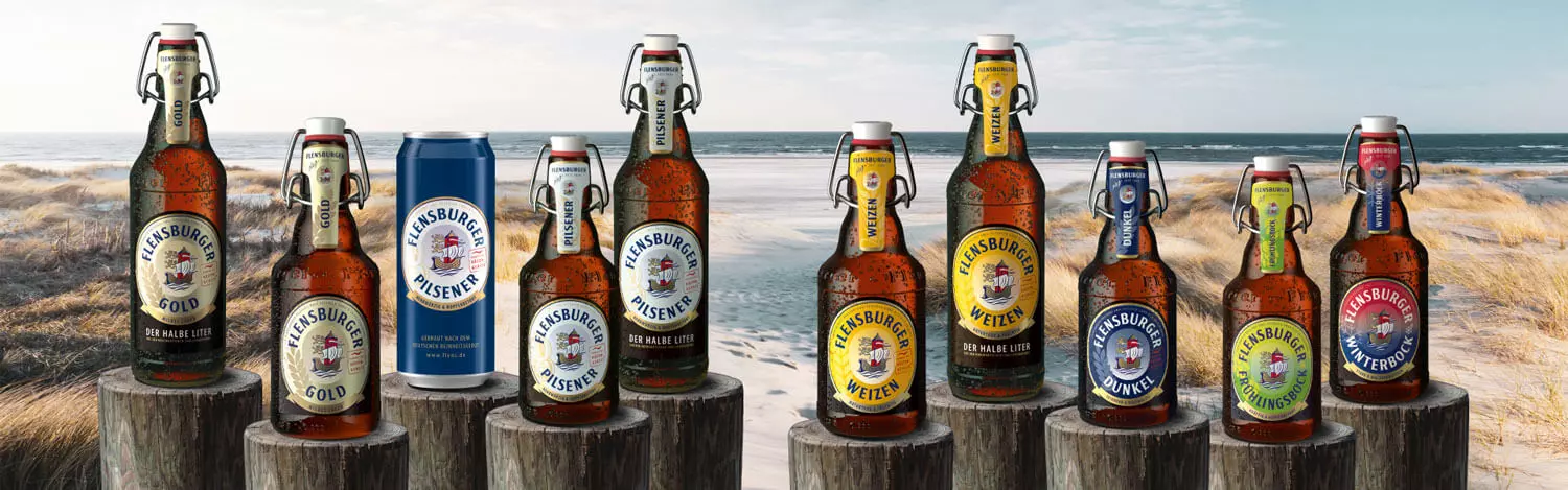 The various product range of the Flensburg Brewery.