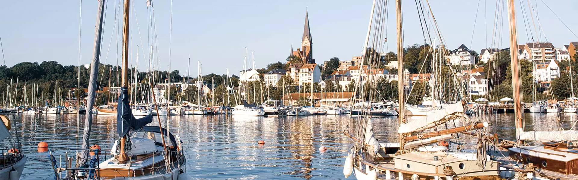 The Flensburg fjord with its ships. 