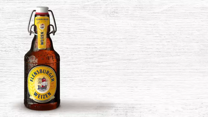 Bottle of Flensburger Weizen beer.