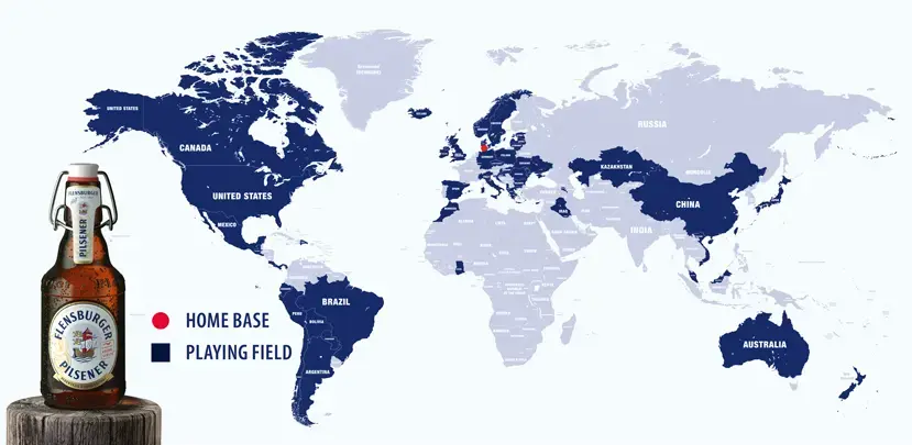 World map with distribution of Flensburg varieties.