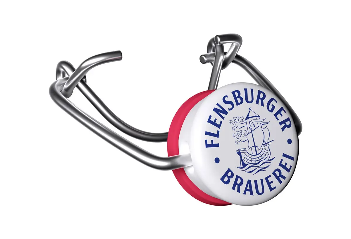 Bügelverschluss mit Brauereilogo aus 2024.